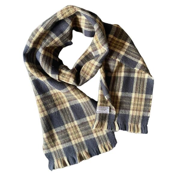 Brown Plaid Rectangle Scarf Acrylic 8" x 60" - Picture 1 of 5